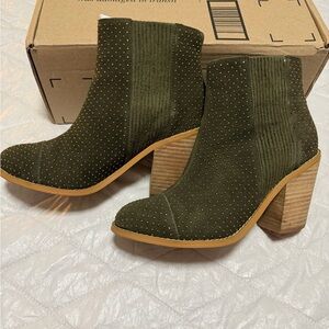 Anthropologie Forest Green Heeled Boots